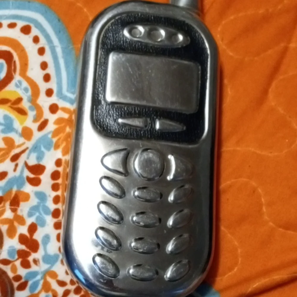 Silver Retro Cell Phone Flask with Black Case